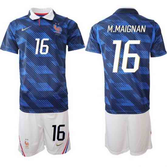 Men France 2026 FIFA World Cup Blue Soccer Jersey #16 Mike Maignan